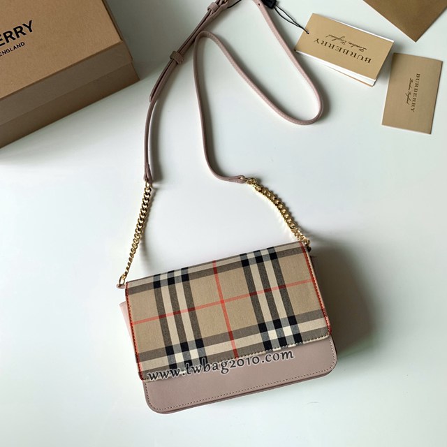 Burberry專門店新款Vintage格紋拼皮革錢夾 巴寶莉單肩斜挎女包 yxb1074